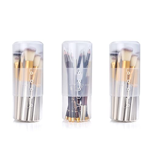 OCHEAL Makeup Brush Holders, 3 Pack of Makeup Brush Organizer Travel Case Retractable Plastic Travel Makeup Brushes Holder for Vanity Makeup Artist Brushes Storage Cup - color: Plastic Clear-3pcs