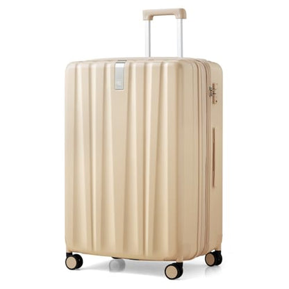 Hanke 29 Inch Expandable Checked Luggage Lightweight PC Hard Case Luggage Suitcases with Wheels Travel Luggage Rolling Large Suitcase Travel Luggage Bag for Study Abroad.(Cuba Sand Pink) - color: Cuba Sand, size: Expandable 29 Inch