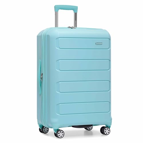Traveler's Choice Pagosa Hardshell Expandable Luggage with Spinner Wheels, Baby Blue, 26-Inch Medium - color: Baby Blue, size: 27-Inch Medium
