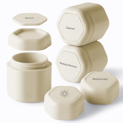 Cadence Capsules - Core Skincare Set, Sand - Five Containers with Magnetic Lids - 100% Leak Proof & TSA Approved for Travel and Carry On, 2 Small (0.56oz) & 3 Medium (1.32oz) - color: Sand, size: Core Set