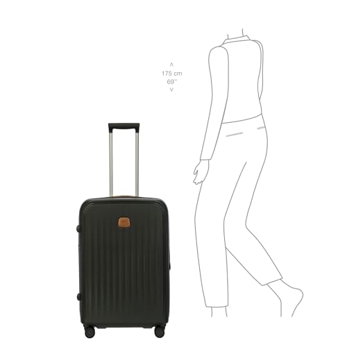 Bric's Taormina Ultra-Light Checked Luggage – Expandable Hard Shell Suitcase with TSA Lock, Anti-Tamper Zippers & 360 Spinner Mobility Wheels - 27 Inch, Olive - color: Olive, size: Checked-Medium
