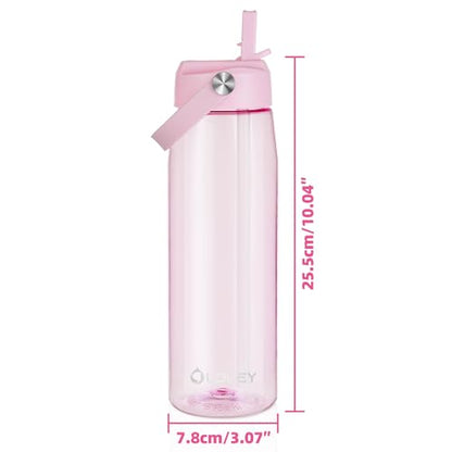 OLDLEY 32 oz Water Bottle with Straw, Leakproof Sports Water Bottle with Carry Strap, BPA-Free Large Water Bottles for Home,Travel, School, Outdoors, Gym, Tritan,Pink - color: Pink