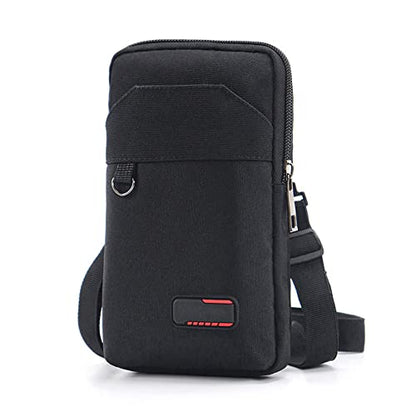 Travel Cell Phone Pouch Belt Pouch, Phone Holster Crossbody Bag with Shoulder Strap for iPhone Case Holder for Hand with Neck Lanyard Smartphone Walking Passport Wallet | with Shoulder Strap - color: Single layer black