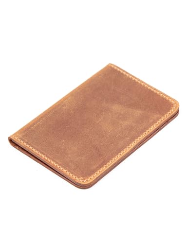 Handcrafted Genuine Leather Wallets, Minimalist Cardholders, and Passport Covers, Handmade Gift - color: Ginger, style: Bifold Cardholder