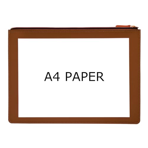 PU Leather A4 File Folder Zipper Document Holder Envelope Folder Case for Receipt Contract (Brown) - color: Brown