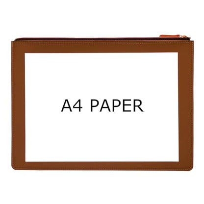 PU Leather A4 File Folder Zipper Document Holder Envelope Folder Case for Receipt Contract (Brown) - color: Brown
