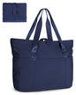 BAGSMART Tote Bag for Women, Foldable Tote Bag With Zipper Travel Shoulder Bag Handbag for Work - color: Navy Blue