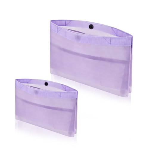 Purse Organizer, 6-Compartment Ultra Light Mini Mesh Transparent Bag Organizer Insert with Handheld and Snap Button, Tote Organizer Insert for Travel Storage, Handbag (Purple, S+L) - color: Purple, size: S+L