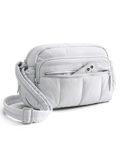 BAGSMART Anti Theft Crossbody Bags for Women Travel Purse, Medium Quilted Puffy cross body bag, Handbags Shoulder Purses, Light Gray-medium - color: Light Gray-1, size: 4.7L