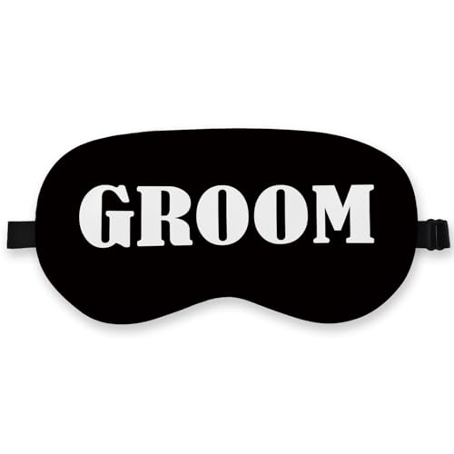 Groom Silk Eye Mask for Sleeping, Groom Black Eye Mask,Bachelorette Gifts Blindfold Adjustable Strap Night Sleep Mask for Bride Groom, Engagement Wedding Gifts Sleeping Mask Eye Cover - color: Black Groom