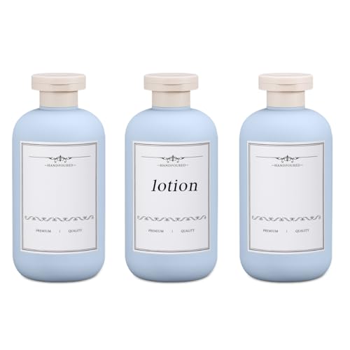 10oz Travel Shampoo Bottle, Empty Plastic Squeeze Bottles with Flip Cap, Lotion Container for Toiletries Travel Size Shampoo and Conditioner (3 PACK BLUE) - color: Blue, size: 10 oz
