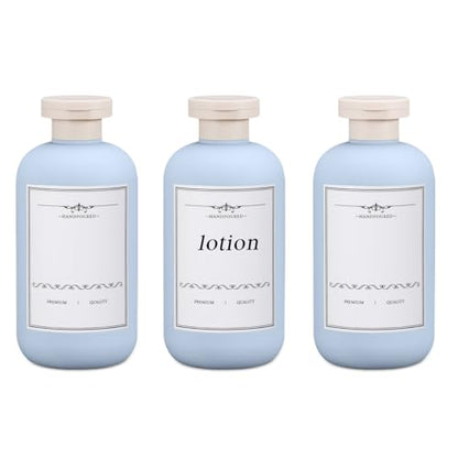 10oz Travel Shampoo Bottle, Empty Plastic Squeeze Bottles with Flip Cap, Lotion Container for Toiletries Travel Size Shampoo and Conditioner (3 PACK BLUE) - color: Blue, size: 10 oz