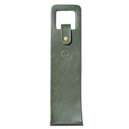 Premium Collection Single Bottle Wine Tote, Green | Genuine Leather, Elegant & Durable, Secure Locking Strap, Sophisticated Gift for Wine Enthusiasts - color: Green