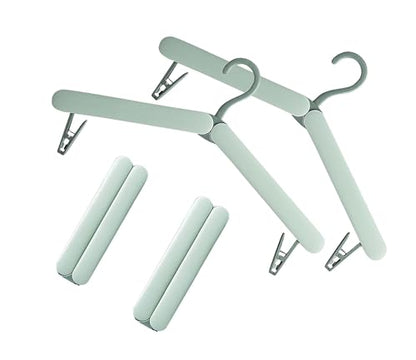4 Pack Travel Hangers,Foldable Hangers,with Hidden Clips,Lightweight and Portable,Space Saving,Suitable for Skirts, Pants,Suits, Jackets, etc (Green) - color: Green
