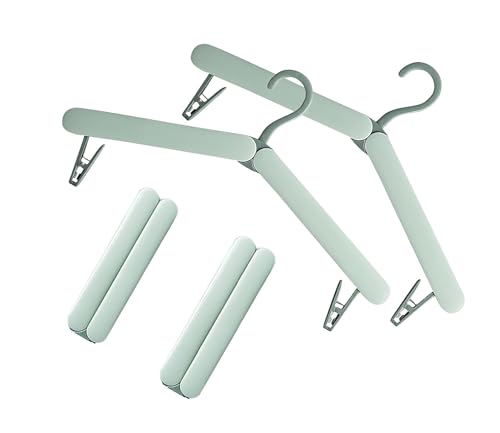 4 Pack Travel Hangers,Foldable Hangers,with Hidden Clips,Lightweight and Portable,Space Saving,Suitable for Skirts, Pants,Suits, Jackets, etc (Green) - color: Green