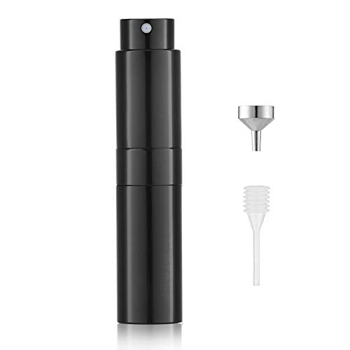 LISAPACK 8ML Atomizer Perfume Spray Bottle for Travel, Empty Refillable Cologne Dispenser, Portable Sprayer for Men and Women (Gloss Black) - color: Gloss Black