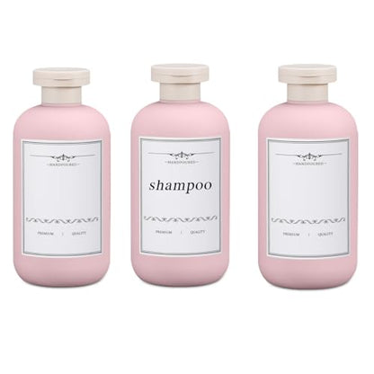 Travel Shampoo Bottle, Empty Plastic Squeeze Bottles 10oz with Flip Cap, Lotion Container for Toiletries Travel Size Shampoo and Conditioner (3 pack pink) - color: Pink, size: 10 oz