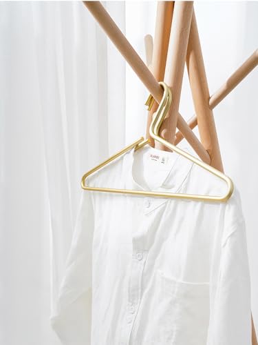 Premium Matte Gold Aluminum Coat Hangers 6 Piece Set, 16.5” Extra Smooth & Durable Metal Shirt Dress Hanger,Aluminum Alloy Hanger,Clothing Support,Clothing Hang - style: Golden Elegant Hanger（6）