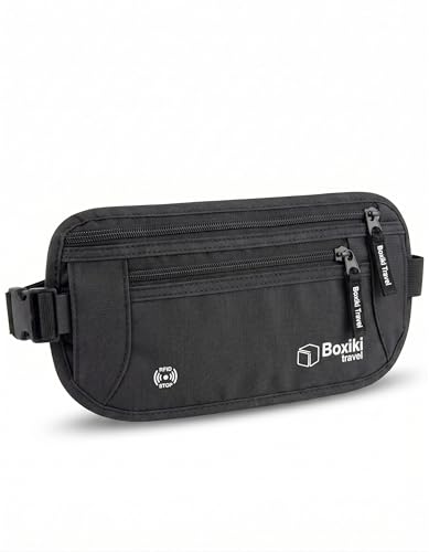 Money Belt for Travel with RFID Blocking Technology - Hidden Travel Money Pouch for Cash, Credit Cards, Passport, and Travel Valuables - Secure Water Resistant Money Belt for Men and Women - Black - color: Black