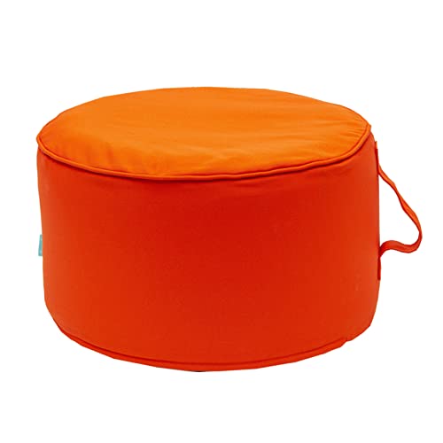 QILLOWAY Inflatable Outdoor Ottoman for Patio, Waterproof Round Pouf, Inflatable Foot Rest, Outdoor Footstool for Poolside, Garden，Camping,Orange - color: Orange