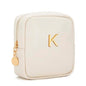 Personalized Birthday Gifts for Women - Initial Makeup Bag Set Travel Toiletry Bag Cosmetic Bags Soft Waterproof PU Leather Makeup Pouch Travel Essentials (K, 1pc Beige) - size: 1pc Beige, style: K