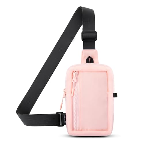 USHAKE Small Crossbody Bags for Women Men - Mini Sling Bag for Traveling and Hiking - color: Pink