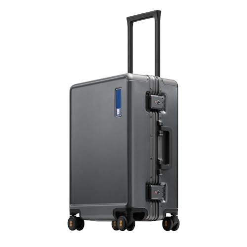 LEVEL8 Zipperless Carry On Luggage Airline Approved with Aluminum Frame, Hard Shell Suitcase with Spinner Wheels, Metal Checked Luggage with Double Tsa Locks, 20 Inch, Grey - color: Grey, size: Carry-On 20 Inch (Without Organizers)