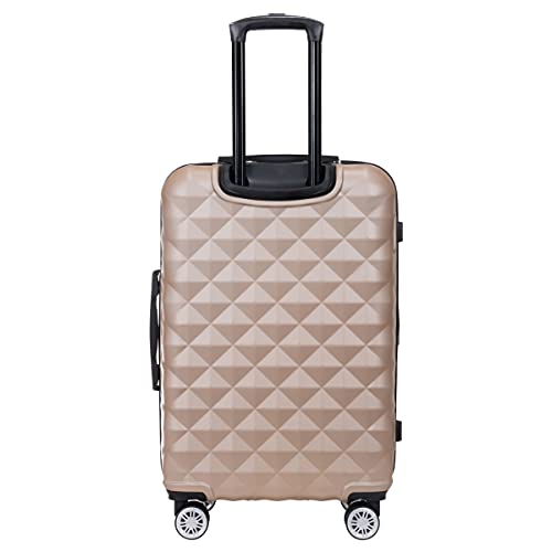 Kenneth Cole REACTION Diamond Tower Collection Lightweight Hardside Expandable 8-Wheel Spinner Travel Luggage, Rose Champagne, 24-Inch Checked - color: Rose Champagne, size: 24-Inch Checked