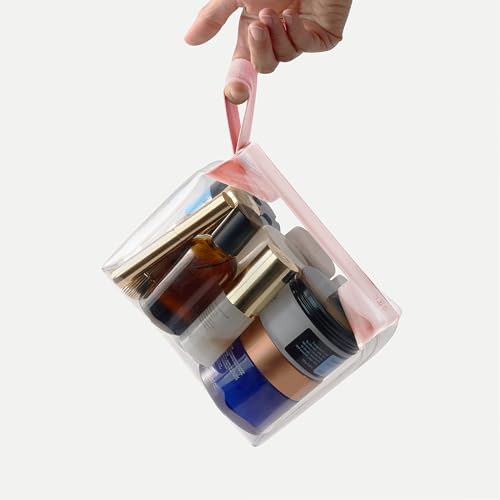 Cadence Parcel - Clear Kit with Magnetic Closure - Durable and Leak-Resistant Travel Toiletry Kit - Modular Design - Hygiene Bag for Travel Essentials - 2 Qt - Rose - color: Rose, size: Large