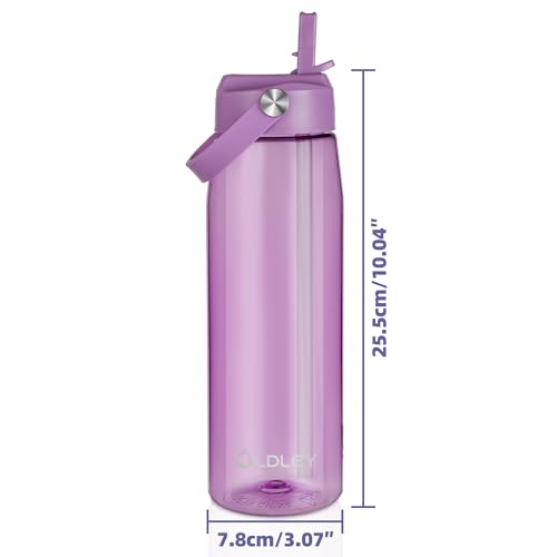 OLDLEY 32 oz Water Bottle with Straw, Leakproof Sports Water Bottle with Carry Strap, BPA-Free Large Water Bottles for Home,Travel, School, Outdoors, Gym, Tritan,Dark Purple - color: Dark Purple