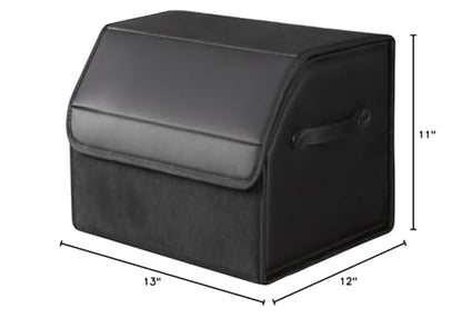 car organizers and storage for SUV,trunk organizer for sedan, leather foldable sleek box with lid,collapsible cargo bins, tool accessories containers,Collapsible Suede velvet (13 inch Covered) - size: 13 inch Covered