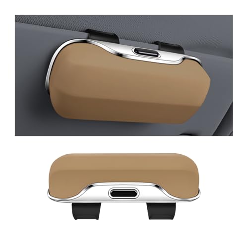 zipelo Sunglasses Holder for Car Sun Visor, Protective Automotive Eyeglasses Storage Case Hanger, Soft Vehicle Interior Glasses Organizer Box Accessories, Universal for SUV Sedan Truck (Beige) - color: Beige