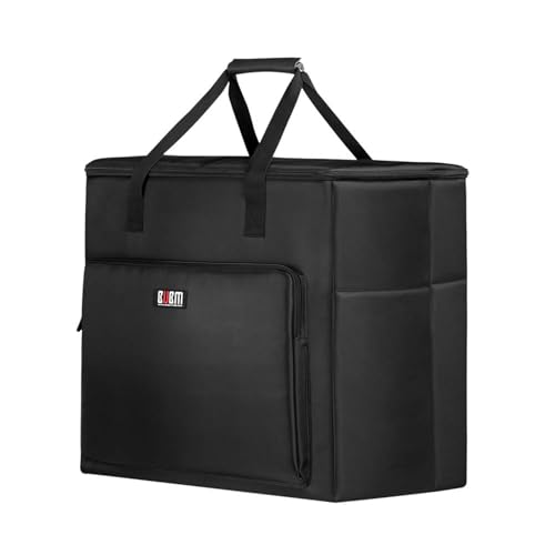 BUBM Desktop Computer Carrying Case, Padded Nylon Carry Tote Bag for Transporting Computer Tower PC Chassis, Keyboard, Cable and Mouse - color: Black-27 INCH