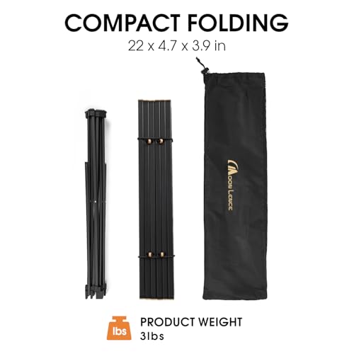 MOON LENCE Ultralight Folding Camping Table, Compact, Portable with Carry Bag, for Outdoor Cooking, Picnic, Camp, Boat, Travel (Black, Gold Side - M) - color: Gold, size: Medium