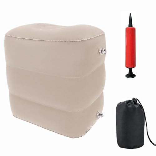 Inflatable Travel Foot & Leg Rest Pillow with Adjustable Height for Airplane, Car, Bus, Train, Office, Camping and Kids to Sleep on Long Flights, Air Pump Included - size: pillow-2
