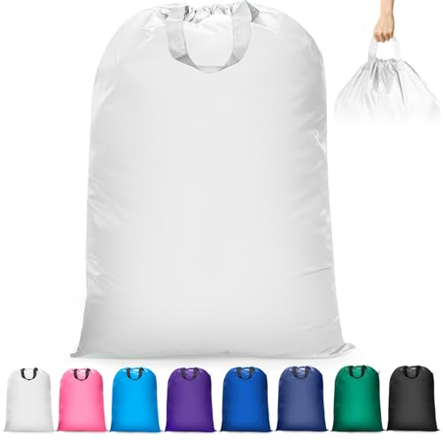 Isink Extra Large Heavy Duty Laundry Bag - 28" x 40", Travel Laundry Bag for Dirty Clothes, Camping (White) - color: Extra Large Laundry Bag With Handles (White)