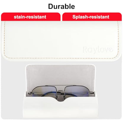 RayLove Hard Shell Glasses Case, Lightweight Leather Eyeglass Case, Travel-Friendly Sunglasses Protector for Men & Women - color: White