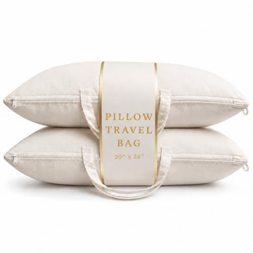 Canvas Pillow Bag for Home and Travel, Blanket Bag, Storage Bag, Multi-Use for Home and Garden Pack of 2 (Off-White, Standard (20 x 26) Inches) - color: Off-White, size: Standard (20 x 26) Inches