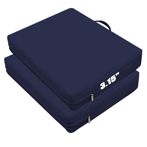 Stadium Seat Cushion 3.15 Inches Thick Portable with Handle Bleacher Cushions for Indoor Outdoor Events Waterproof Chair Pad - color: Blue 2pcs