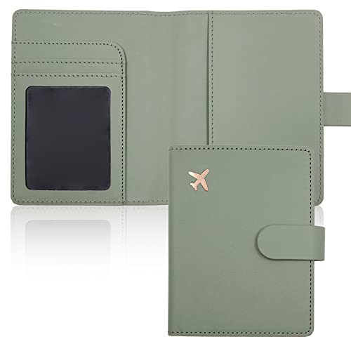 Passport Holder,Passport Holder Card Slots, Passport and Vaccine Card Holder Combo, Cute Passport cover for Women and Men, with Waterproof Rfid Blocking, Passport Travel Wallet(Moss green) - color: Moss Green, style: Classic