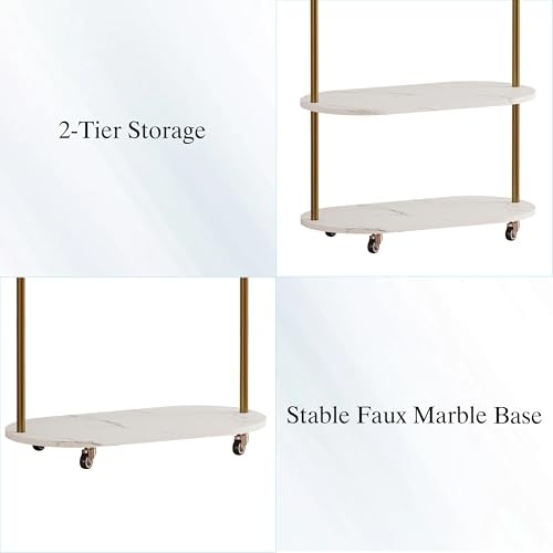 Gold Clothing Rack,Freestanding Coat Rack with Faux Marble shevles,Modem Arch Gold Garment Rack with shoes rack for Small Spaces,Bedroom, Entryway