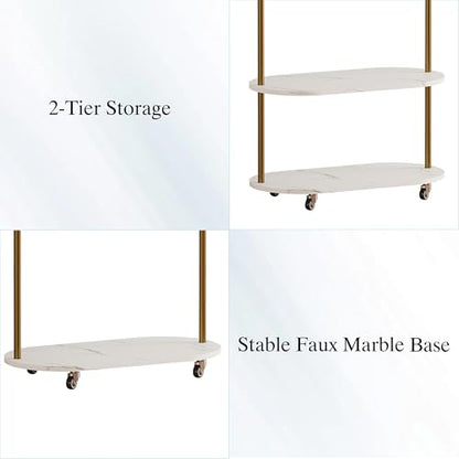 Gold Clothing Rack,Freestanding Coat Rack with Faux Marble shevles,Modem Arch Gold Garment Rack with shoes rack for Small Spaces,Bedroom, Entryway