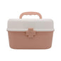 Plastic First Aid Storage Box Container Bin with Removable Tray and Portable Handle, Family Emergency Medicine Kit Case Organizer, White&Pink - color: white&pink
