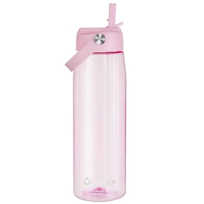 OLDLEY 32 oz Water Bottle with Straw, Leakproof Sports Water Bottle with Carry Strap, BPA-Free Large Water Bottles for Home,Travel, School, Outdoors, Gym, Tritan,Pink - color: Pink