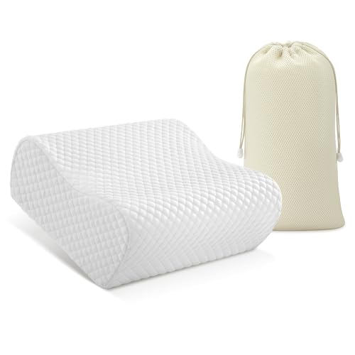 AM AEROMAX Travel Contour Memory Foam Pillow, Cervical Pillow for Neck Pain Relief, Neck Orthopedic Sleeping Pillows for Side, Back and Stomach Sleepers. - color: White, size: Travel Size