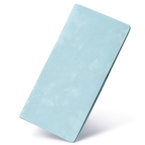 Bveyzi Ultra Slim Thin Leather RFID Blocking Credit Card Holder Bifold Clutch Wallets for Women - color: Purist blue