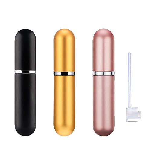 Spray Bottle Pink Black Yellow Bottle Travel Refillable, Portable Mini Refillable Atomizer 5ml, Little Perfume Spray Bottles, Small Perfume Bottles With 1 Flat Tool (3+1 Pack) - color: Black+Yellow+Pink