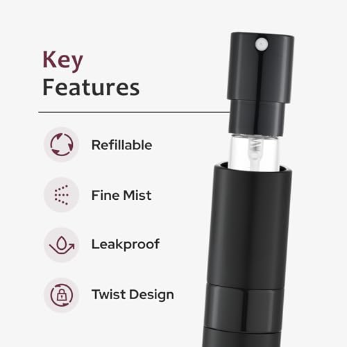 LISAPACK 8ML Atomizer Perfume Spray Bottle for Travel (3 PCS) Empty Cologne Dispenser, Portable Sprayer (Black, Silver, Brown) - color: 3 Color7
