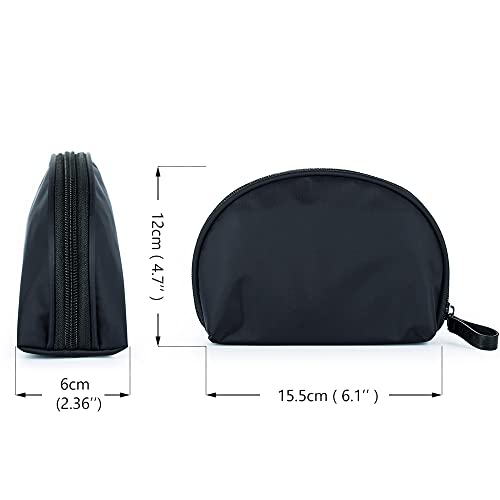 Hekyip Half Moon Cosmetic Bag, Travel Makeup Pouch, Portable Waterproof Cosmetic Pouch for Girls Women, Small (ALL BLACK) - color: ALL BLACK