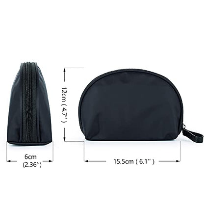 Hekyip Half Moon Cosmetic Bag, Travel Makeup Pouch, Portable Waterproof Cosmetic Pouch for Girls Women, Small (ALL BLACK) - color: ALL BLACK